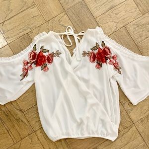 White Rose Detail Blouse